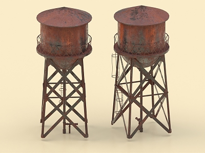 water tower rusty water tower old water tower water storage tank water storage tank water storage tank water bucket water storage tank 3d model