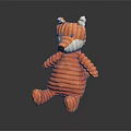 Orange Striped Fox Plush Doll in Sitting Posture with Dark Background Reflection 3d model