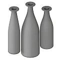Three Green Ceramic Bottles With Glossy Finish And Elegant Design Styles 3d model