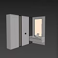 Modern Elegant Bathroom Vanity With White Cabinets Mirror Marble Countertop And Soft Lighting