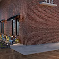 Modern Industrial Bar Interior With Brick Walls Wine Shelves And Neon Signs