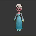 Elsa Game Movie Character With White Hair Blue Dress Cartoon Style Standing Pose And Reflection
