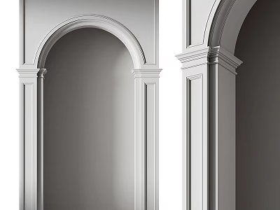 Elegant White Archway And Columns Design With Decorative Molding Details 3d model