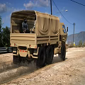 Military Transport Truck With Camouflage Pattern And Large Off Road Tires