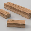 Wooden Rectangular Stools In Three Different Sizes With Simple Design 3d model