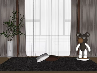 Modern Curtain Decorations Pillow 3d model Modern Curtain Decorations Pillow 3d model