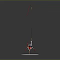 3D Render Pink Circular Base With White Platform Inverted Female Figure Black Object Orange Ropes