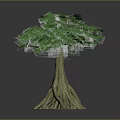 Realistic 3D Tree Model With Lush Green Leaves Thick Trunk And Aerial Roots