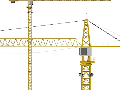 Industrial Tower Crane Equipment With Yellow Steel Structure For Construction Lifting Operations 3d model