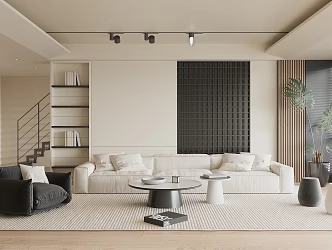 Quiet living room Cream living room 3d model