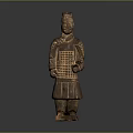Ancient Chinese Warrior Sculpture Carving With Intricate Armor And Traditional Design