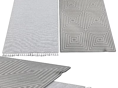 Modern Geometric Square Pattern Square Carpet With Fringe And Soft Texture 3d model