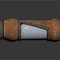 Ceramic Vessel With Orange Ceramic Ends And Silver Metal Middle Cylindrical Design