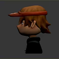Male 3D Character with Orange Hair Red Cap and Dark Hoodie Chest Emblem