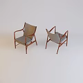 Two Modern Leisure Chairs With Wooden Frame And Soft Fabric Seat Design