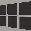 Black Switch Panels with Different Designs Including Sockets and USB Ports Wall Mounted 3d model