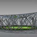 Bird's Nest National Stadium Unique Steel Structure Exterior With Green Field And Running Track