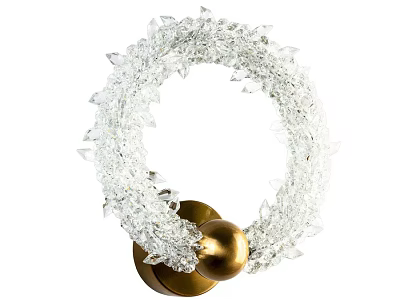 Elegant Crystal Circular Wall Lamp with Gold Base and Decorative Elements 3d model