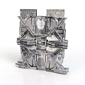 Detailed Industrial Metal Component Featuring Intricate Geometric Patterns And Textured Surfaces