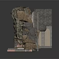 Rock Cave Themed Scene Structure With Interior Platform And Railing Elements 3d model