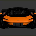 Orange And Black Sports Car With Streamlined Body Rear Wing And Aerodynamic Design