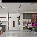 Modern Open Office Space Design With Desks Computers Lighting And Lounge Area 3d model