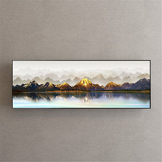 Modern Landscape Painting Gold and Silver Living Room Jingshan Decorative Painting 3d model