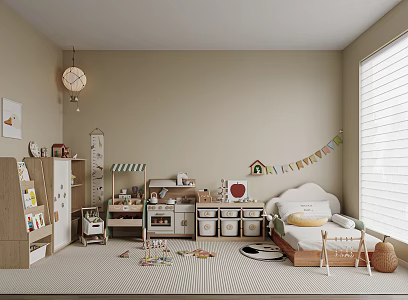 Modern Cream Style Children's Room Educational Toy Children's Bed Toy Combination Hot Air Balloon Lamp 3d model