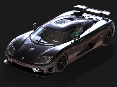 Black High Performance Supercar with Sleek Aerodynamic Body Shiny Exterior and Rear Spoiler 3d model