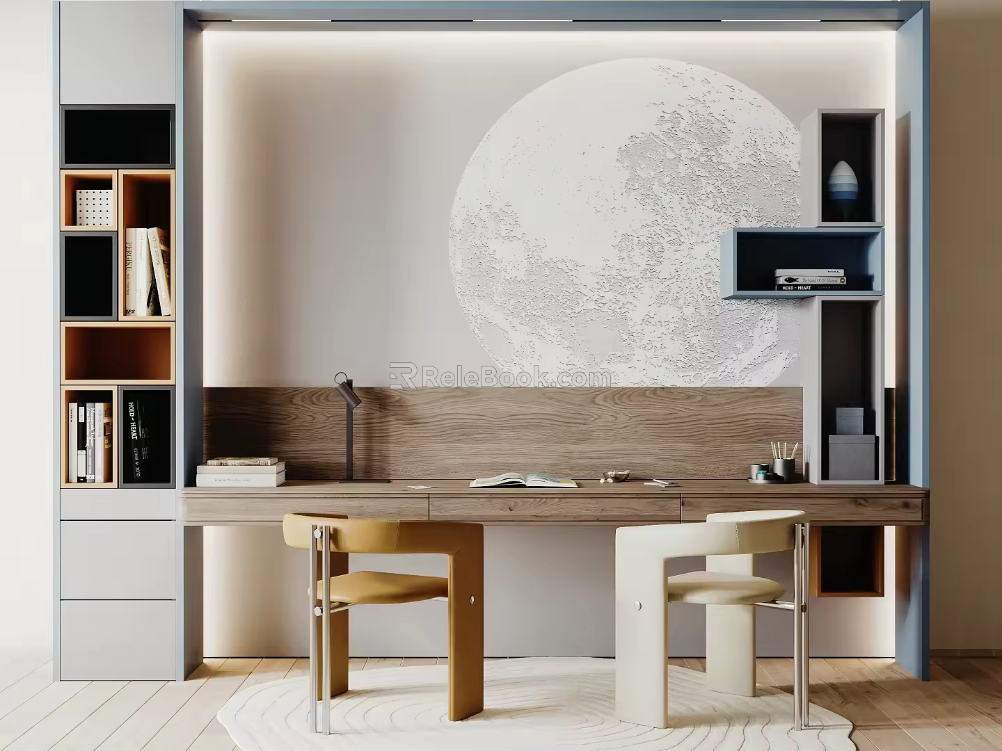 Modern desk and chair combination 3d model
