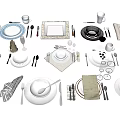 Complete White Dinnerware Set With Plates Bowls Cups Utensils And Napkins