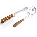 Practical Kitchen Utensils With Wooden Handles And Stainless Steel Parts