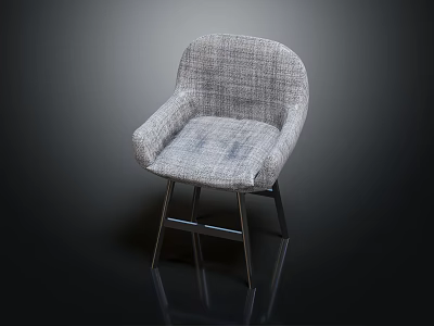 Modern Gray Fabric Leisure Chair With Armrests And Metal Legs Design 3d model