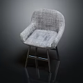 Modern Gray Fabric Leisure Chair With Armrests And Metal Legs Design