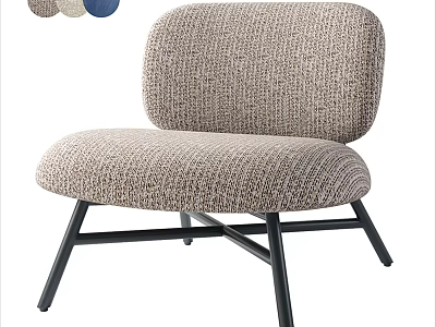 Modern Fabric Upholstered Single Chair With Black Metal Legs And Multiple Color Options 3d model