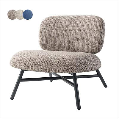 Modern Fabric Upholstered Single Chair With Black Metal Legs And Multiple Color Options 3d model