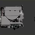 Detailed Industrial Mechanical Equipment Engine With Metal Pipes And Components