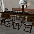 Tea table and chair combination 3d model