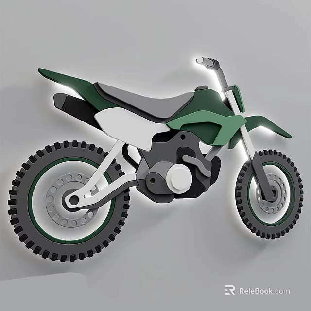 Green Motorcycle Shaped Wall Light Featuring Headlight And Modern Design Style 3d model