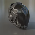 3D Rendered Metallic Helmet With Futuristic Mechanical Details Honeycomb Texture And Circular Knobs