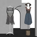 Elegant Fashion Models Wearing Layered Gray Black Dresses And Dark Floral Skirts With Hats