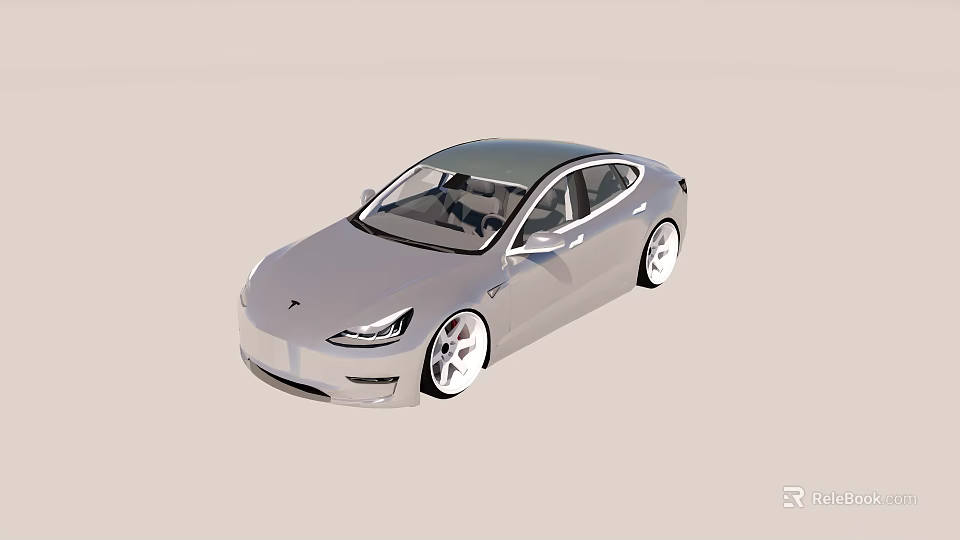 Silver Modern Sedan Car With Sleek Design And White Wheels 3d model 