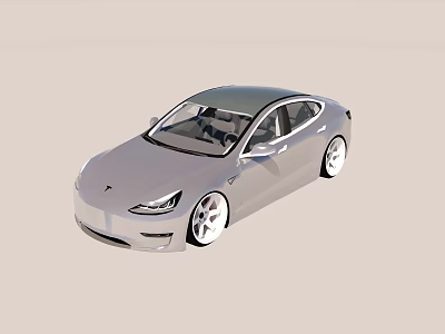 Silver Modern Sedan Car With Sleek Design And White Wheels 3d model