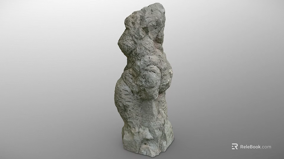 Stone Wood Sculpture Artwork With Natural Rough Texture And Irregular Shape 3d model 