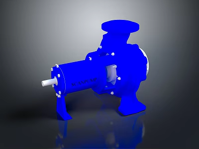 Blue Industrial Centrifugal Pump With Mechanical Components And Stable Base 3d model
