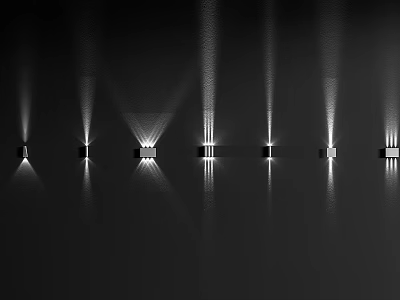 Modern Wall Lights with Sleek Design and Striking Lighting Projection Arranged in Row 3d model