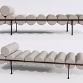 Modern Upholstered Ottoman With Cylindrical Cushions And Metal Legs Design