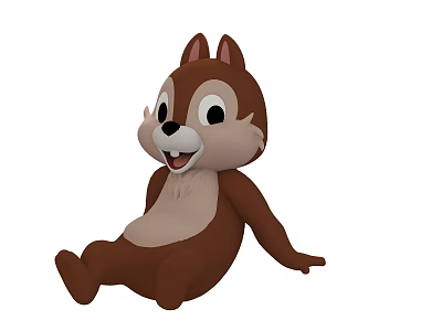 Cute Cartoon Reptile Figure With Brown Body White Belly Sitting Smiling 3d model