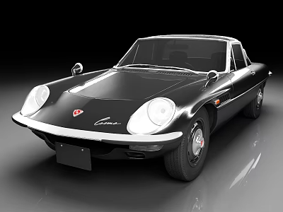 Classic Black Luna Sports Car With Sleek Body And Retro Round Headlights 3d model