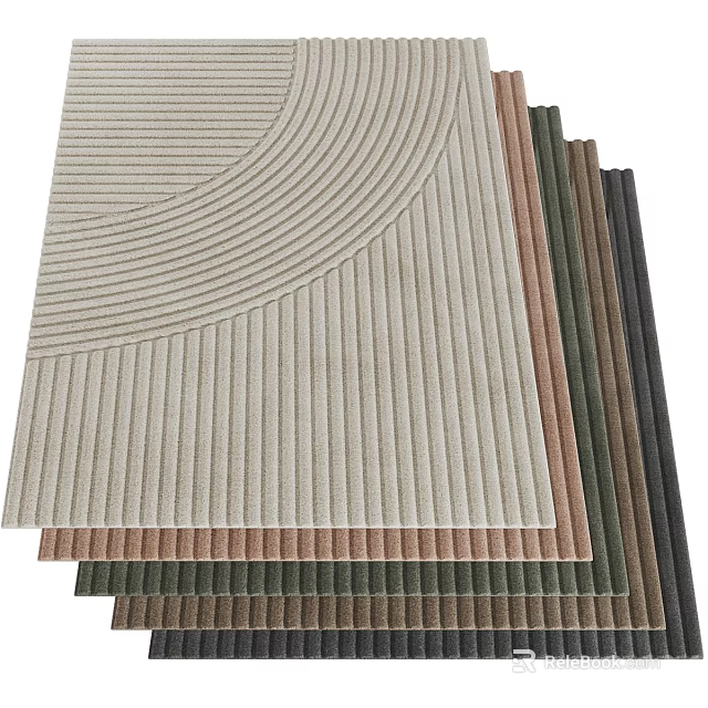 Square Rugs With Striped Texture In Various Neutral Tones For Home Decor 3d model 